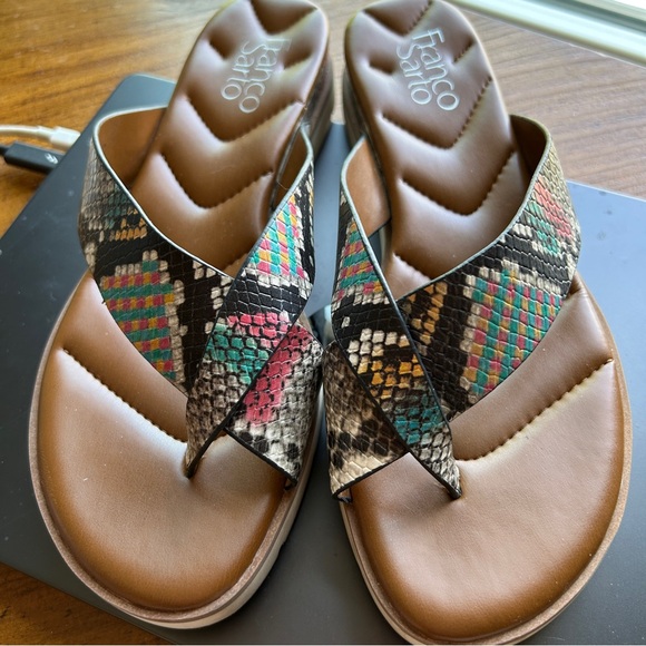 Franco Sarto Shoes - FRANCO SARTO Deja Colorful Snake Print Slip-on Flip Flop Sandals Size 8